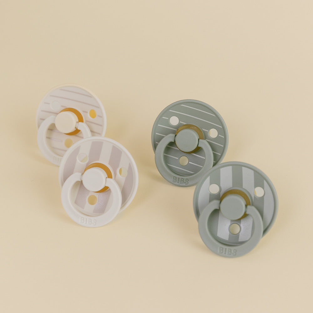 BIBS STUDIO Pacifiers Pin 4 Pack | Ivory Vanilla/Sage Mix | Latex