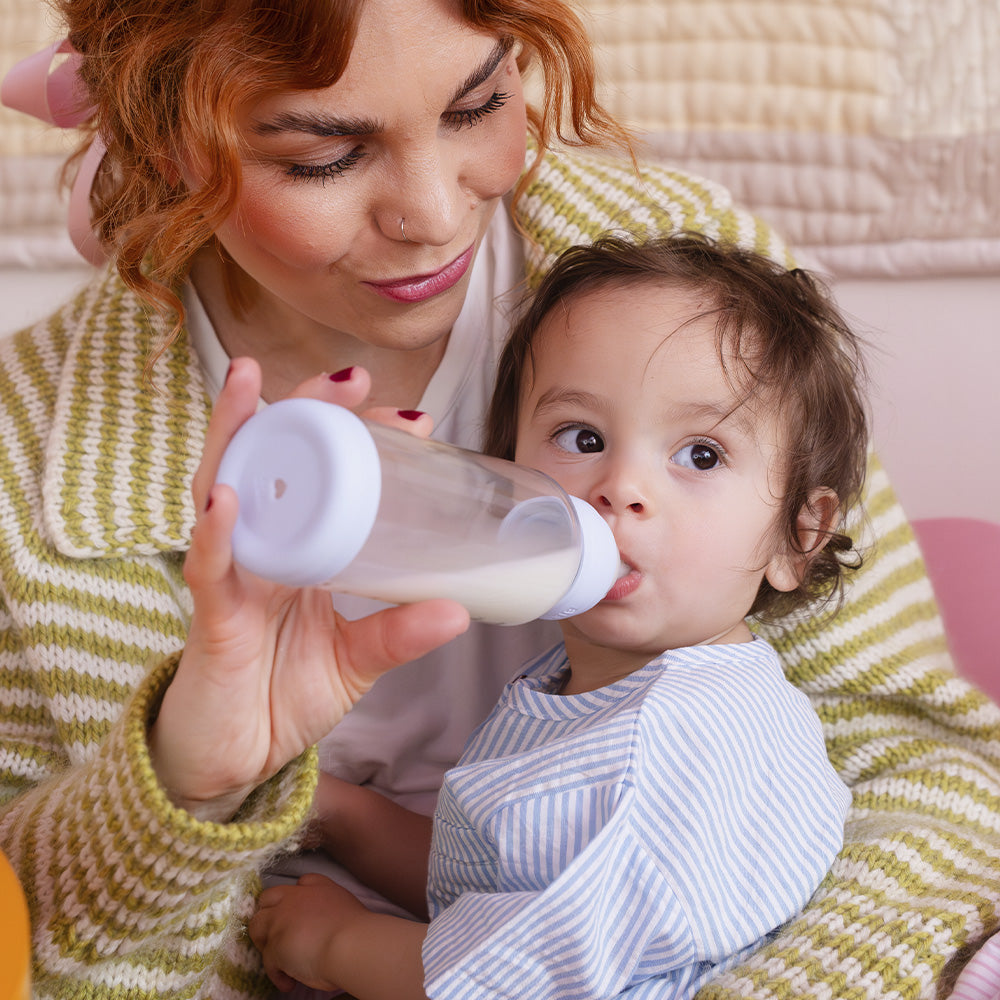 Set di Biberon in Vetro 240ml Silicone - Baby Blue