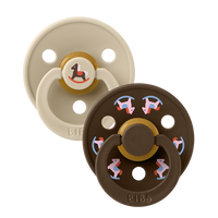 Colour Holiday Horse Pacifiers 2 Pack - Vanilla/Mocha - BIBS