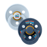 Colour Holiday Train Pacifiers 2 Pack - Baby Blue/Steel Blue - BIBS