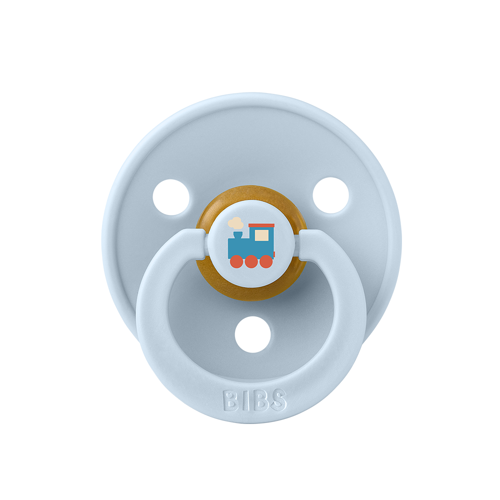 Colour Holiday Train Pacifier - Baby Blue