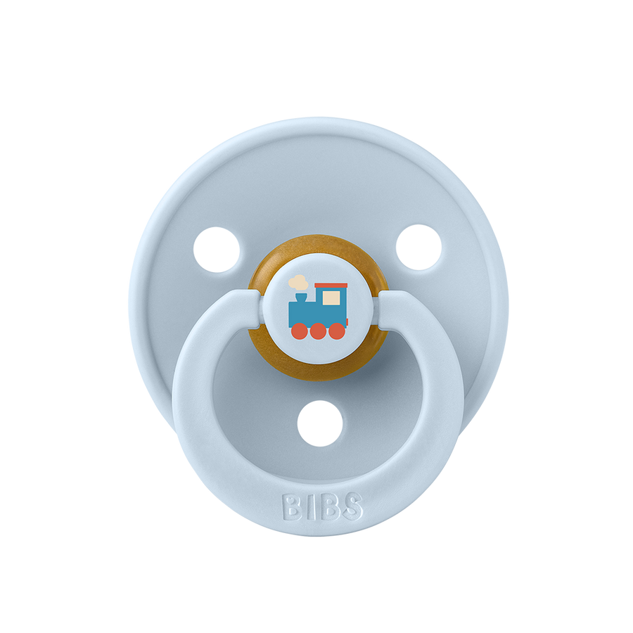 Colour Holiday Train Pacifier - Baby Blue
