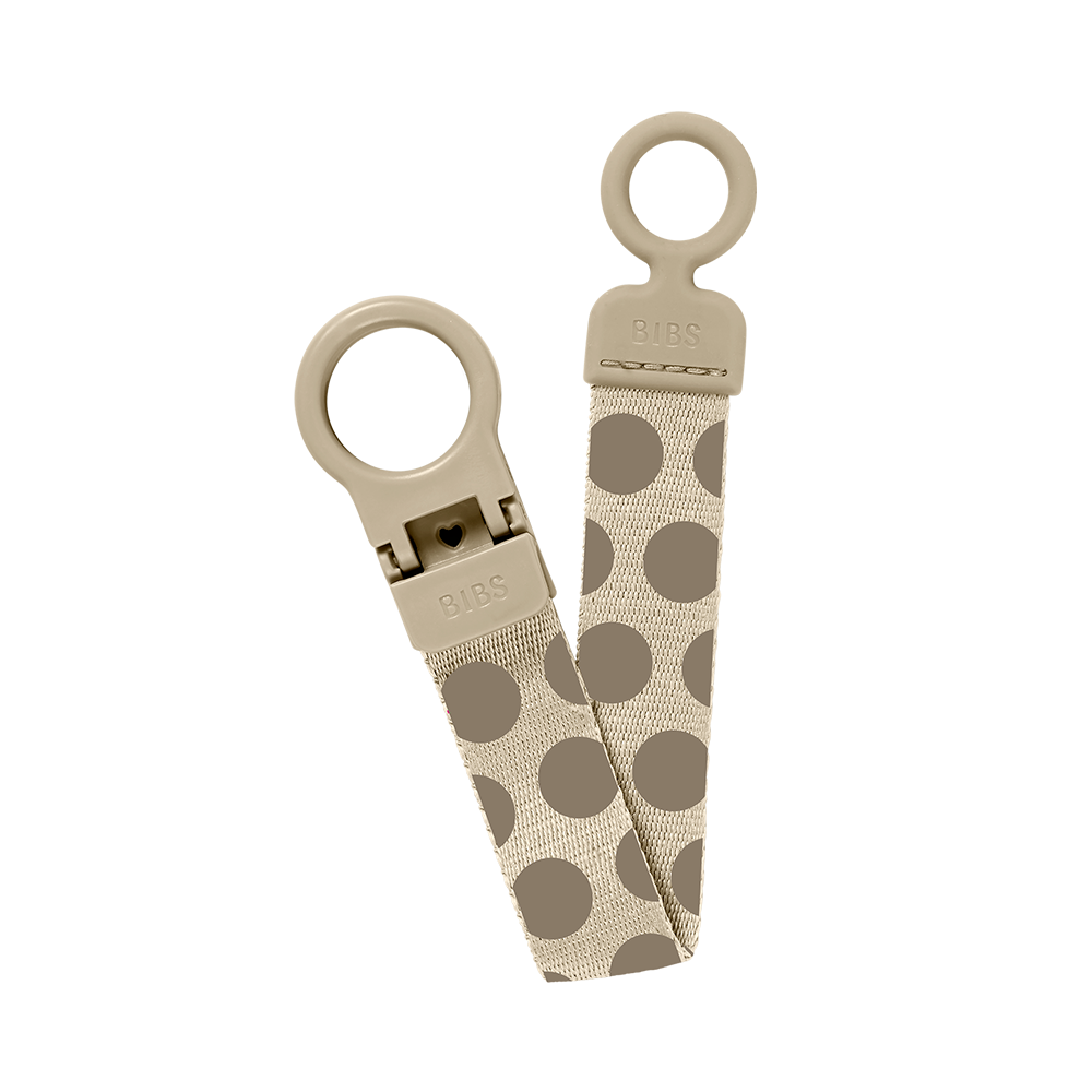 STUDIO Pacifier Clip Loop Polka - Vanilla/Dark Oak