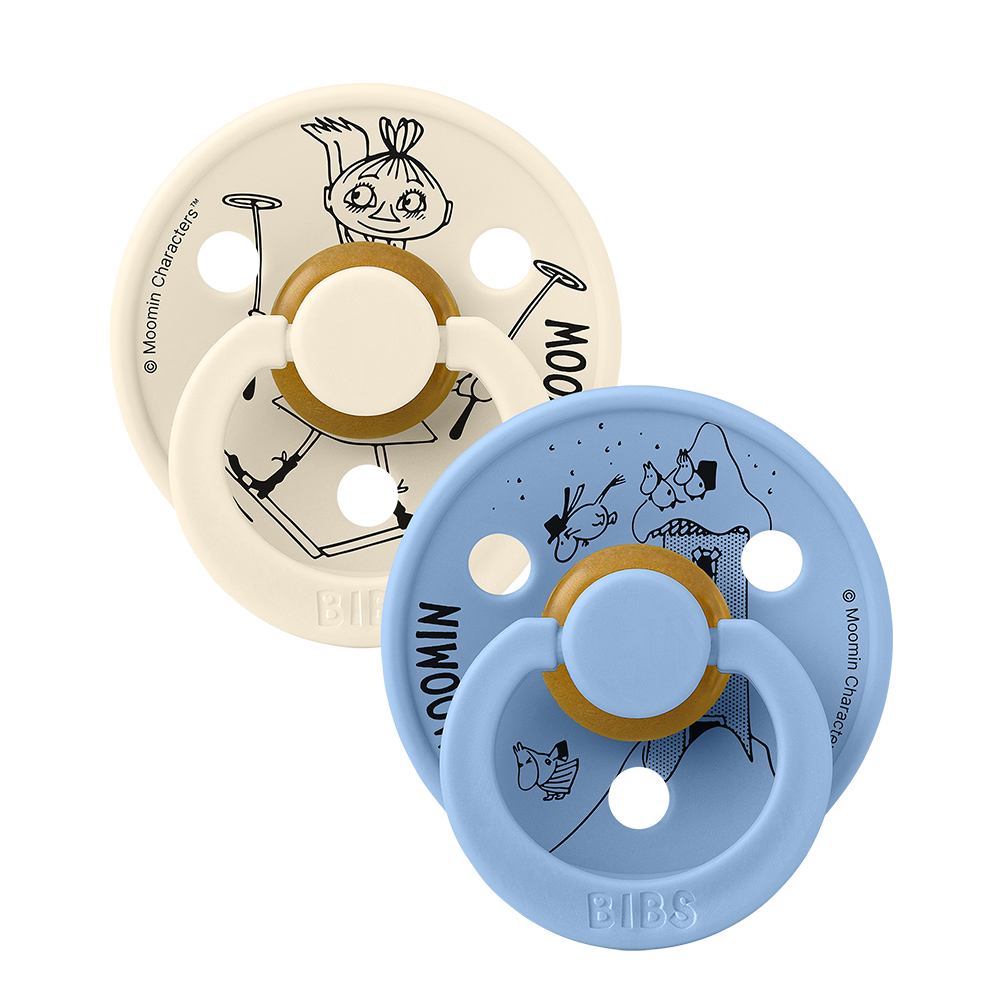 BIBS x Moomin Colour Pacifiers 2 pack Mymble - Ivory/Sky Blue