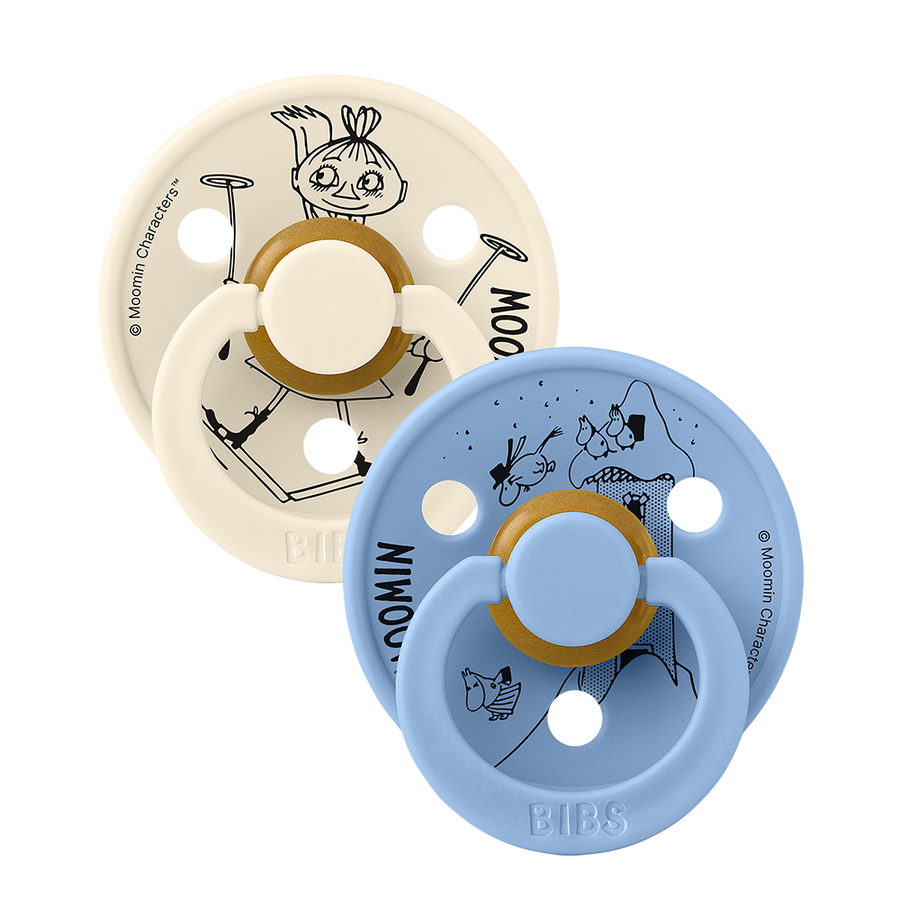 BIBS x Moomin Colour Pacifiers 2 pack Mymble - Ivory/Sky Blue