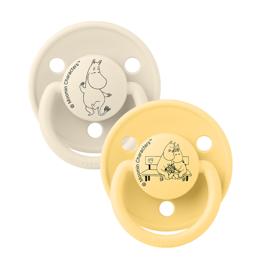 BIBS x Moomin De Lux Pacifiers 2 Pack Moomintroll - Ivory/Pale Butter