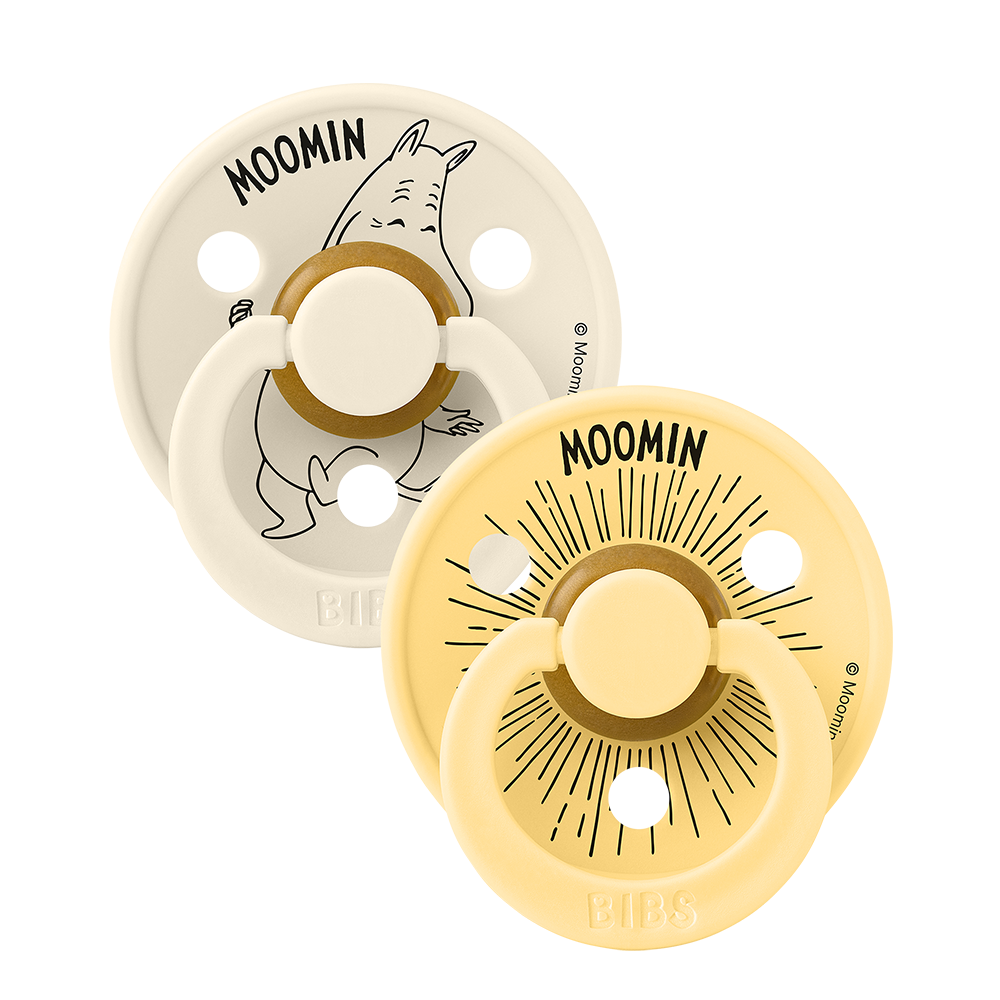 BIBS x Moomin Colour Pacifiers 2 pack Moomintroll- Ivory/Pale Butter