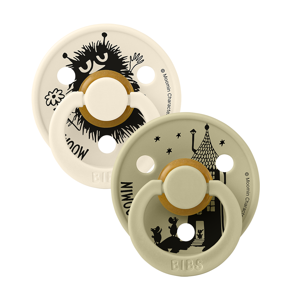 BIBS x Moomin Colour Pacifiers 2 pack Stinky - Ivory/Khaki