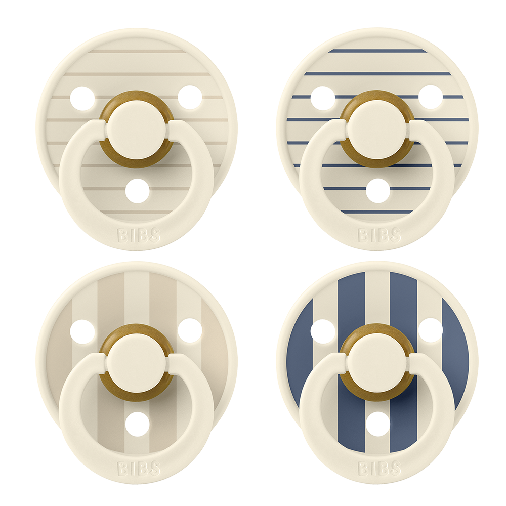 BIBS STUDIO Pacifiers Pin 4 Pack | Ivory Vanilla/Steel Blue Mix