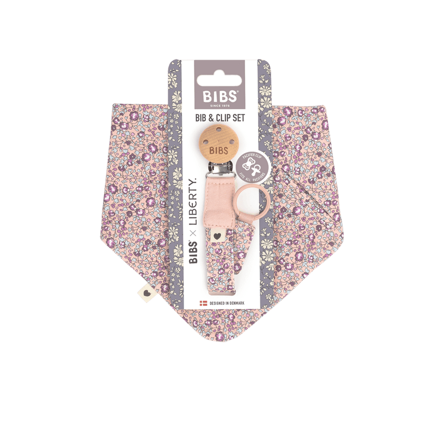 BIBS x LIBERTY Bib & Clip Set Eloise - Blush