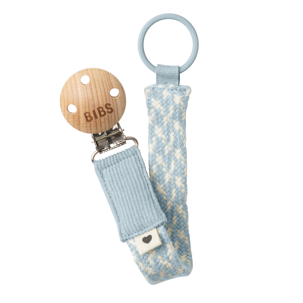 Pacifier Clip - Baby Blue/Ivory