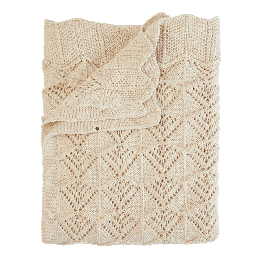 Strikket Tæppe Wavy - Ivory