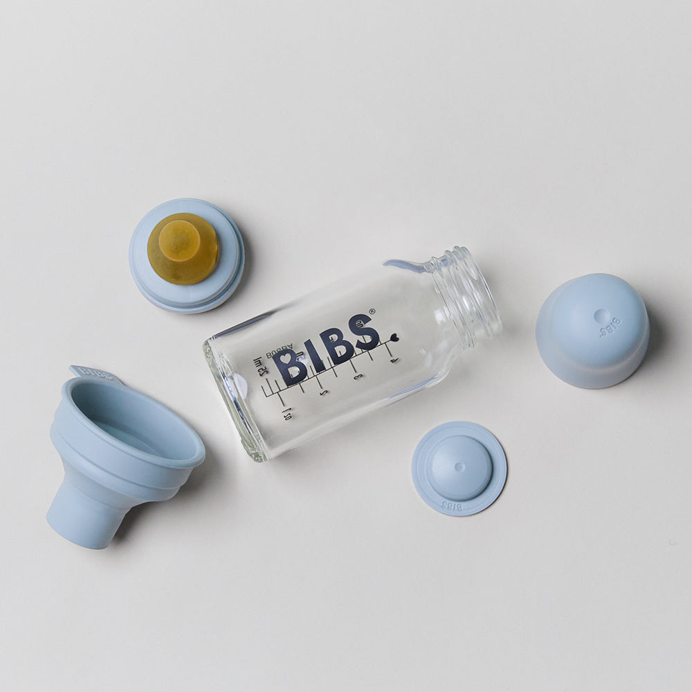 BIBS Baby Glass Bottle Complete Set 110ml Baby Blue