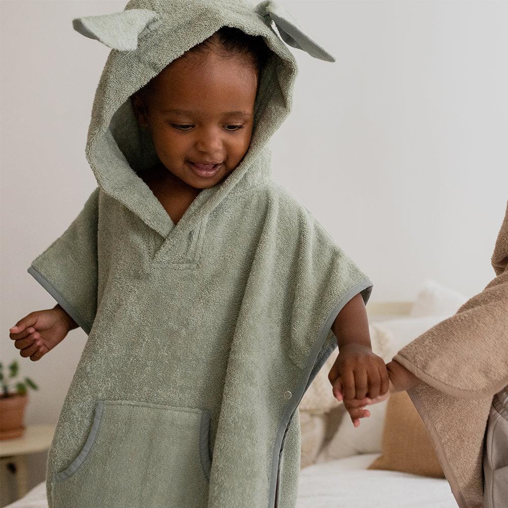 Poncho asciugamano Pestemal per bambini strisce verdi con cappuccio per bambini