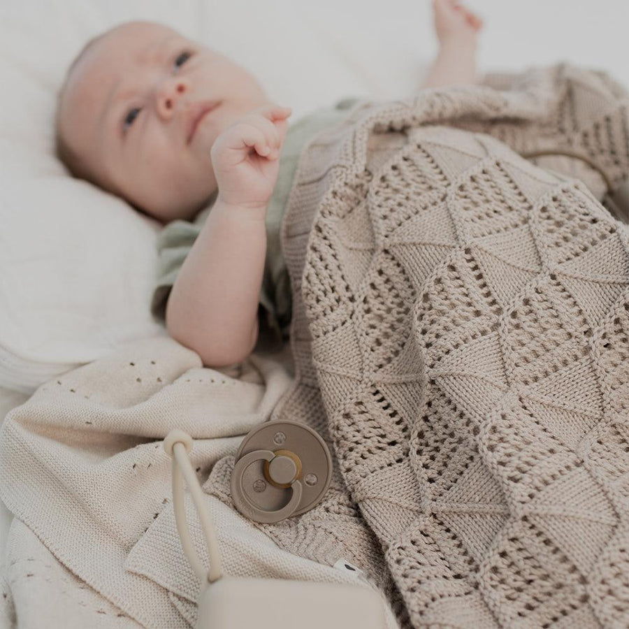 Knitted Blanket Pointelle - Ivory
